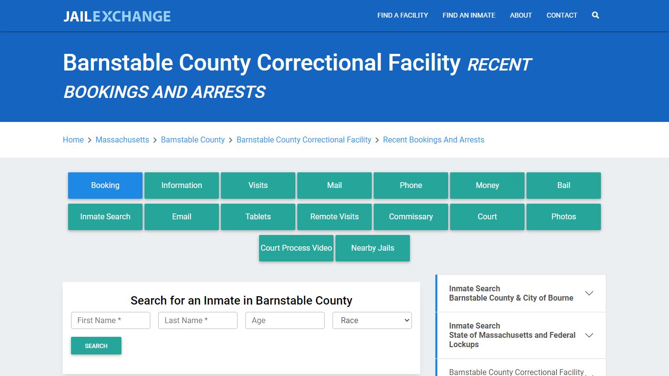 Barnstable County Correctional Facility Recent Bookings And Arrests