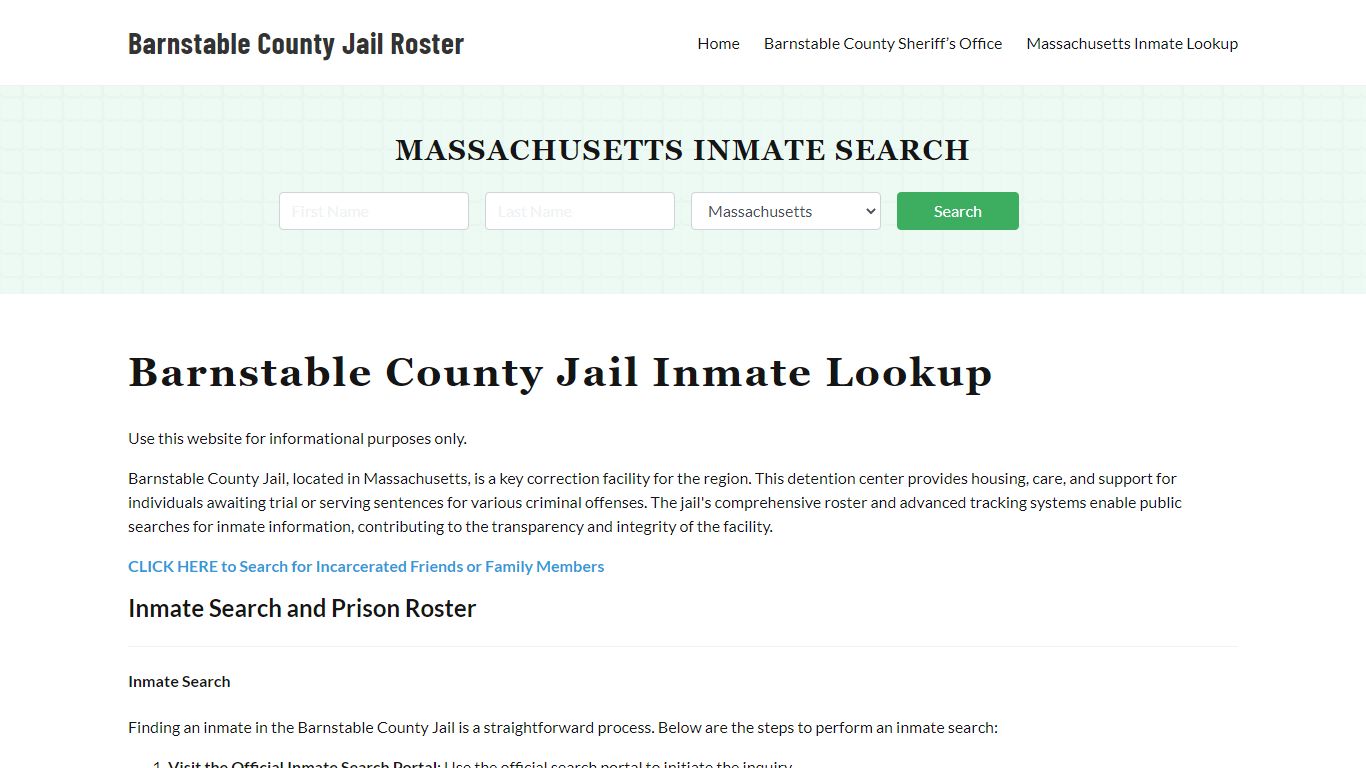 Barnstable County Jail Roster Lookup, MA, Inmate Search