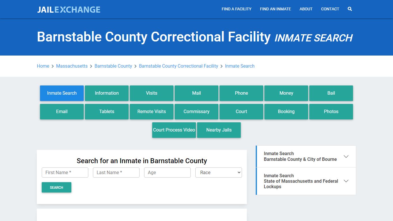 Barnstable County Correctional Facility Inmate Search