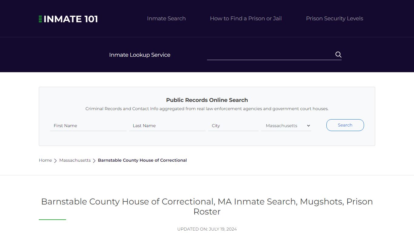 Barnstable County House of Correctional, MA Inmate Search, Mugshots ...